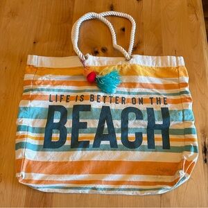 Striped Life Is Better On The Beach Beach Bag Tote